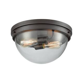 Thomas Lighting Beckett 2-Light Oil Rubbed Bronze With Clear Glass Flushmount-CN129231 - The Home... | The Home Depot