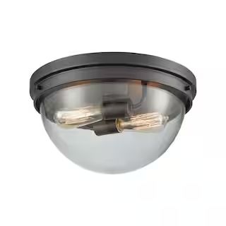 Thomas Lighting Beckett 2-Light Oil Rubbed Bronze With Clear Glass Flushmount-CN129231 - The Home... | The Home Depot