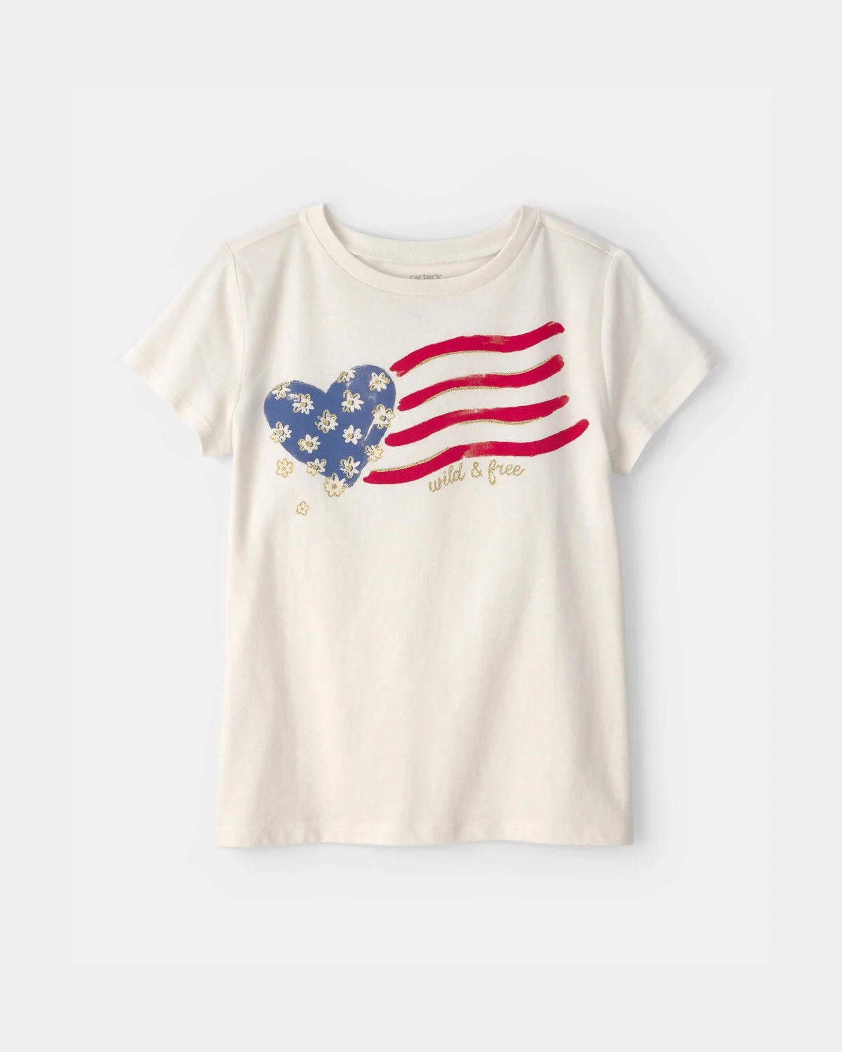 Girls 'Wild & Free' American Flag Graphic Tee - Cream | Carter's Inc