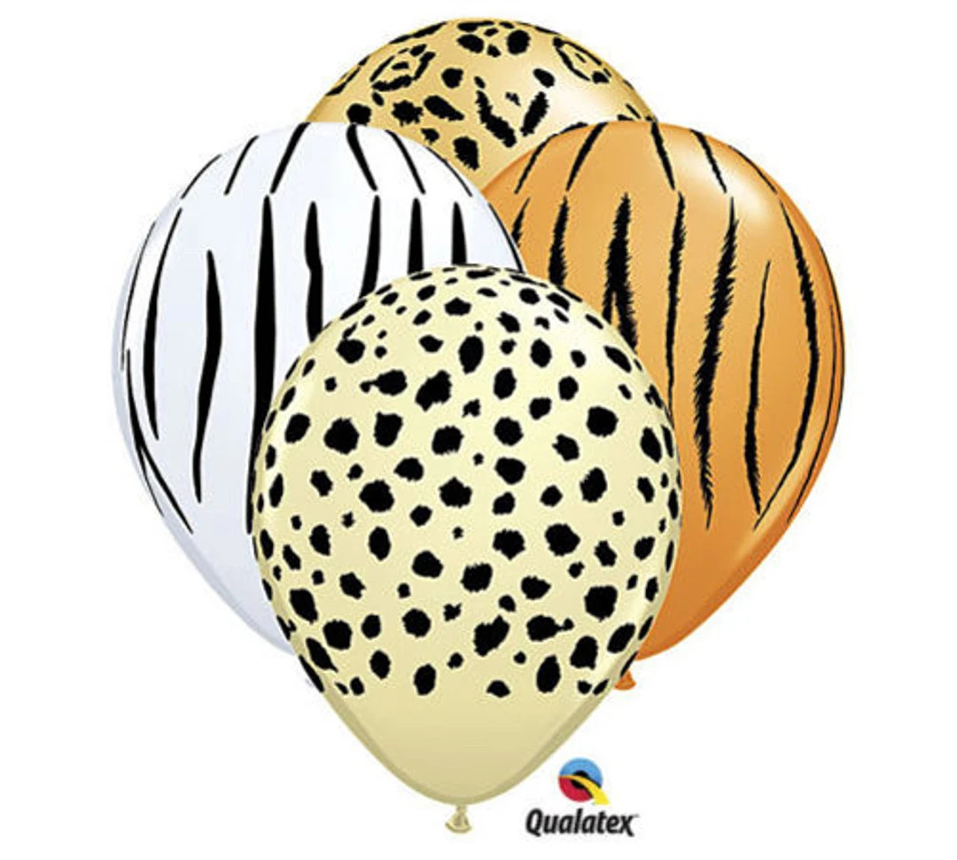 12 Pack Safari Leopard Zebra Tiger Cheetah Animal Jungle Safari 11" Latex Balloon - Etsy | Etsy (US)