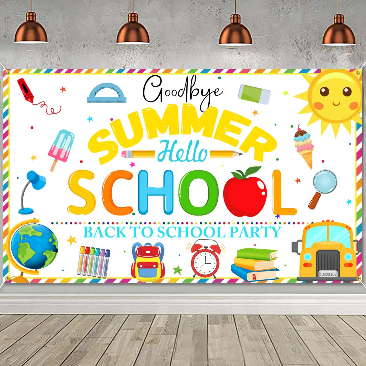Goodbye Summer Hello School Backdrop Banner End of Summer Back to School Photography Background F... | Amazon (US)