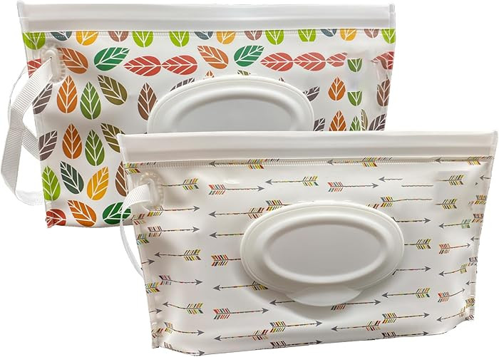 Baby Wipes Dispenser, 2 Pack Reusable Travel Wipes Case, Portable Refillable Baby Wipe Holder Wip... | Amazon (US)
