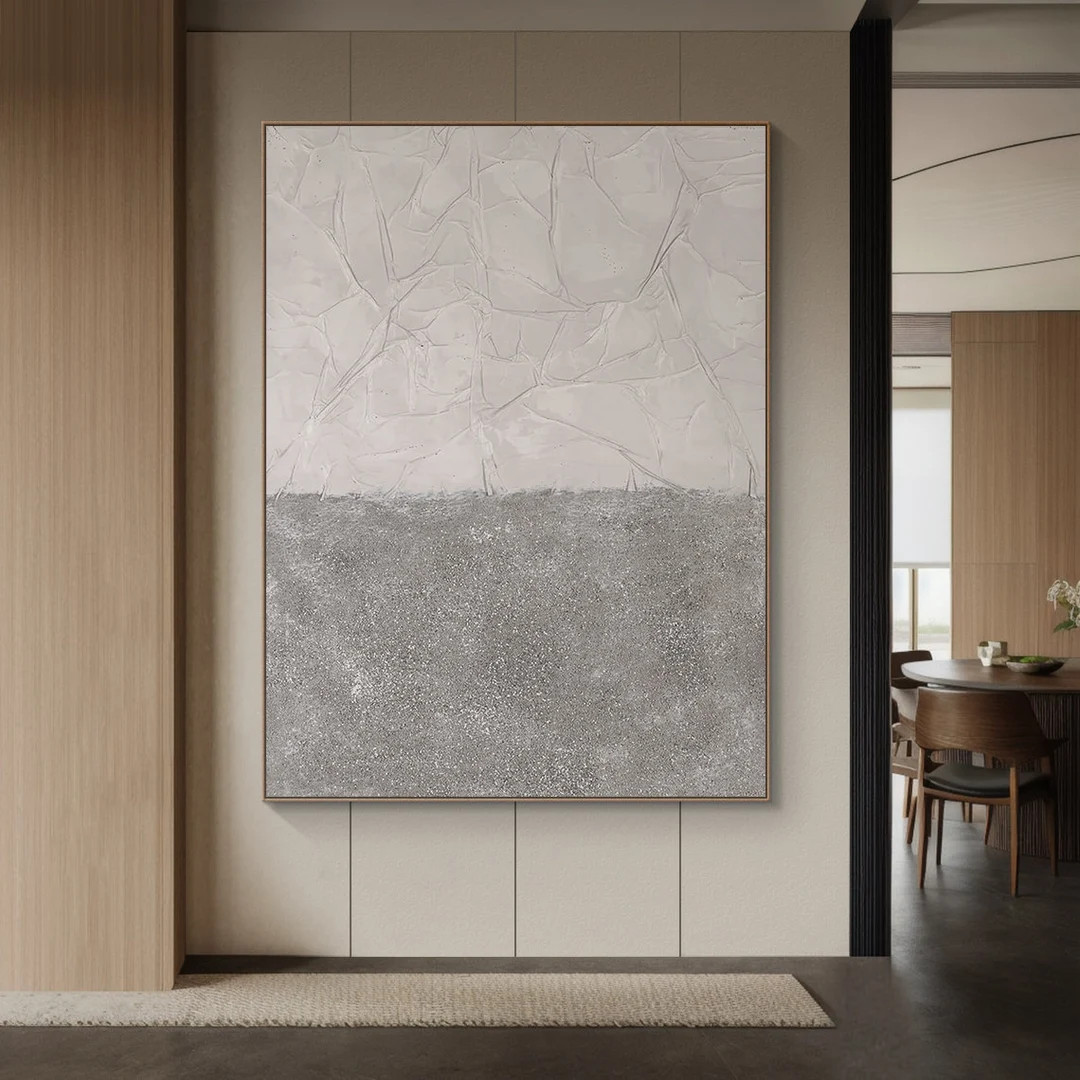 Extra Large Abstract Painting Gray Beige,Oversized Wall Art on Canvas,Gray Minimalist Painting,Mo... | Etsy (US)