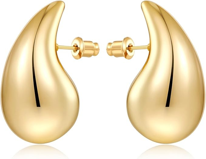 MUYAN Waterdrop Earrings for Women,Chunky Gold Silver Drop Earrings Fashion Jewelry Gift | Amazon (US)