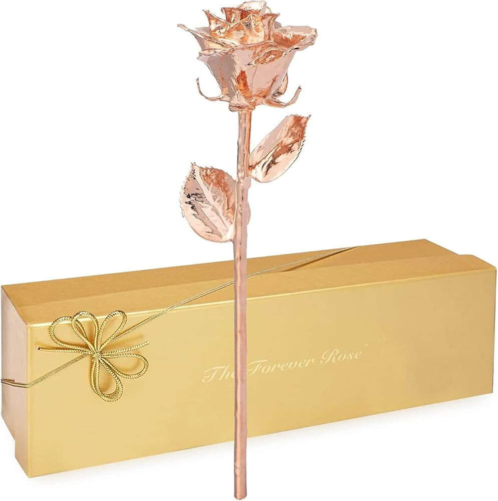 Forever Rose Real Rose Gold Rose, Genuine One of a Kind Rose Hand Dipped in 24K Gold Roses to Las... | Amazon (US)