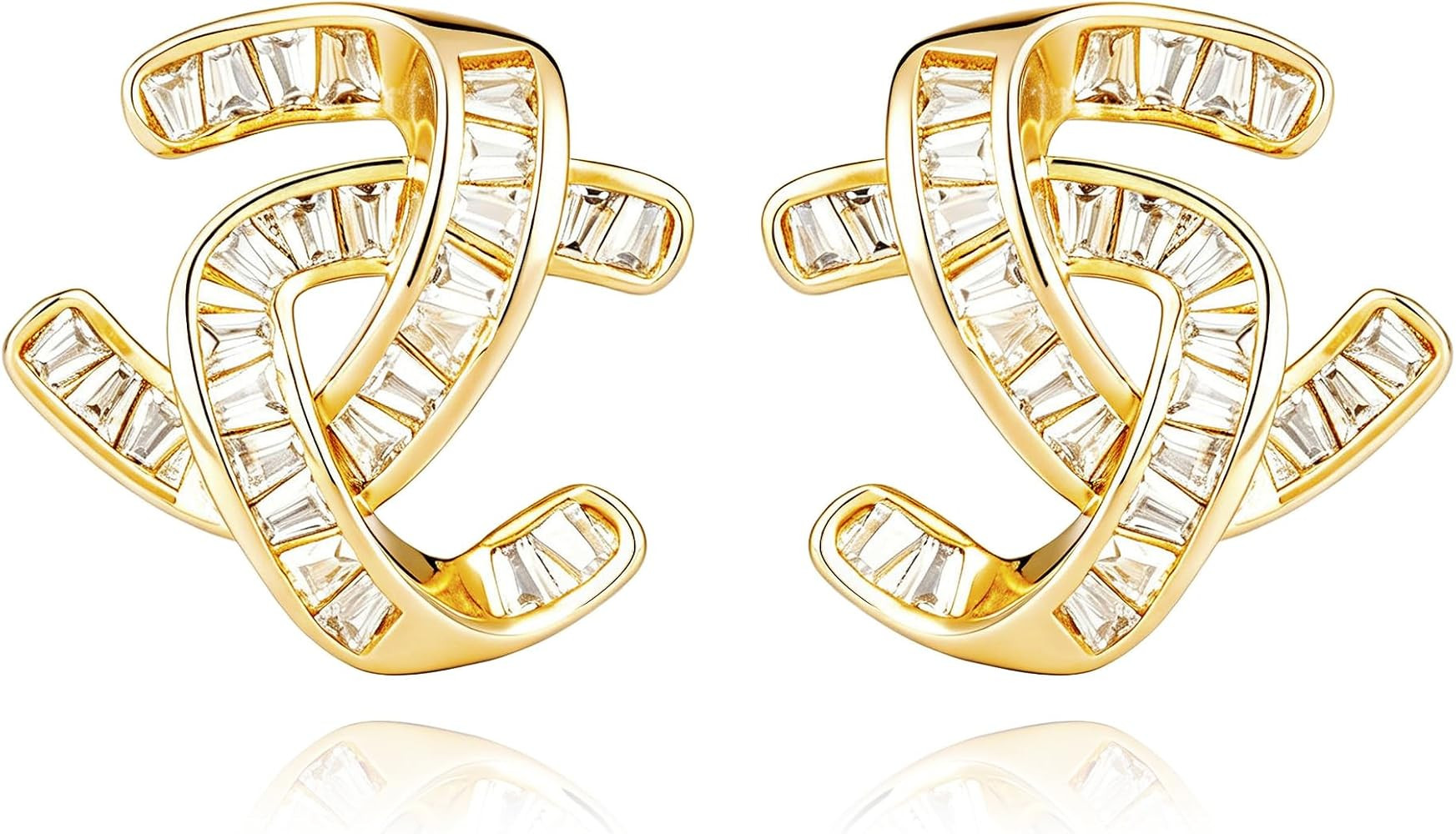 14K Gold Plated Sparkling Cubic Zirconia Stud Earrings for Women | Amazon (US)