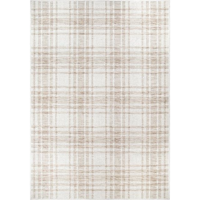 My Texas House Hampshire Plaid Reversible Indoor/ Outdoor Area Rug, Natural Driftwood, 5' x 7' - ... | Walmart (US)
