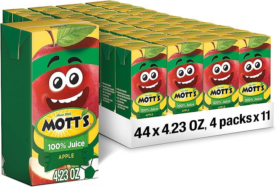 Mott's 100% Original Apple Juice, 4.23 Fluid Ounce Box, 4 Count (Pack of 11) | Amazon (US)