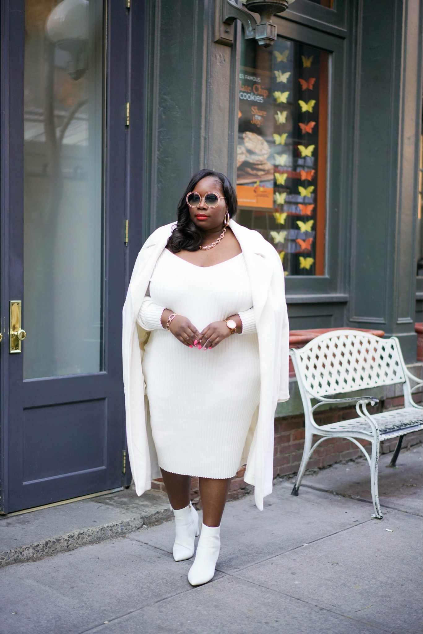 My fave Winter White outfit featuring this ribbed knit white sweater dress and white coat. 

#LTKOver40 #LTKMidsize #LTKPlusSize