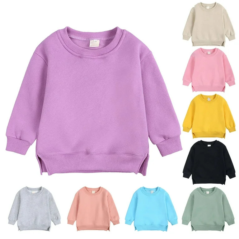 Uxgjfwu Kids Sweatshirt Boys Girls Plain Print Sweater Coat Kids Long Sleeve Pullover Fleece Top ... | Walmart (US)