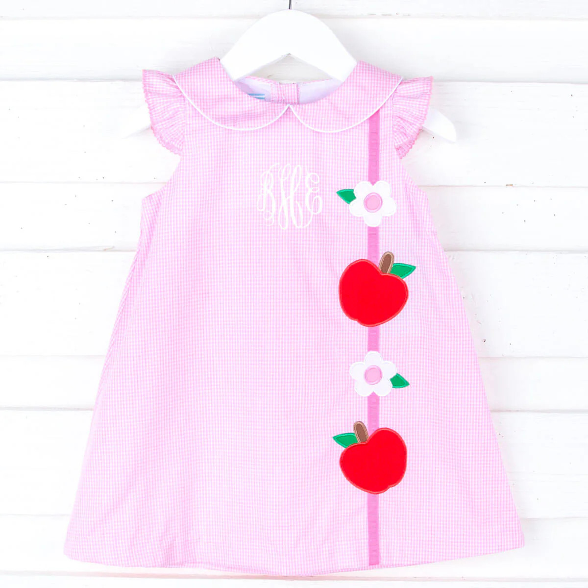 Apple & Flower Pink Gingham Sally Dress | Classic Whimsy
