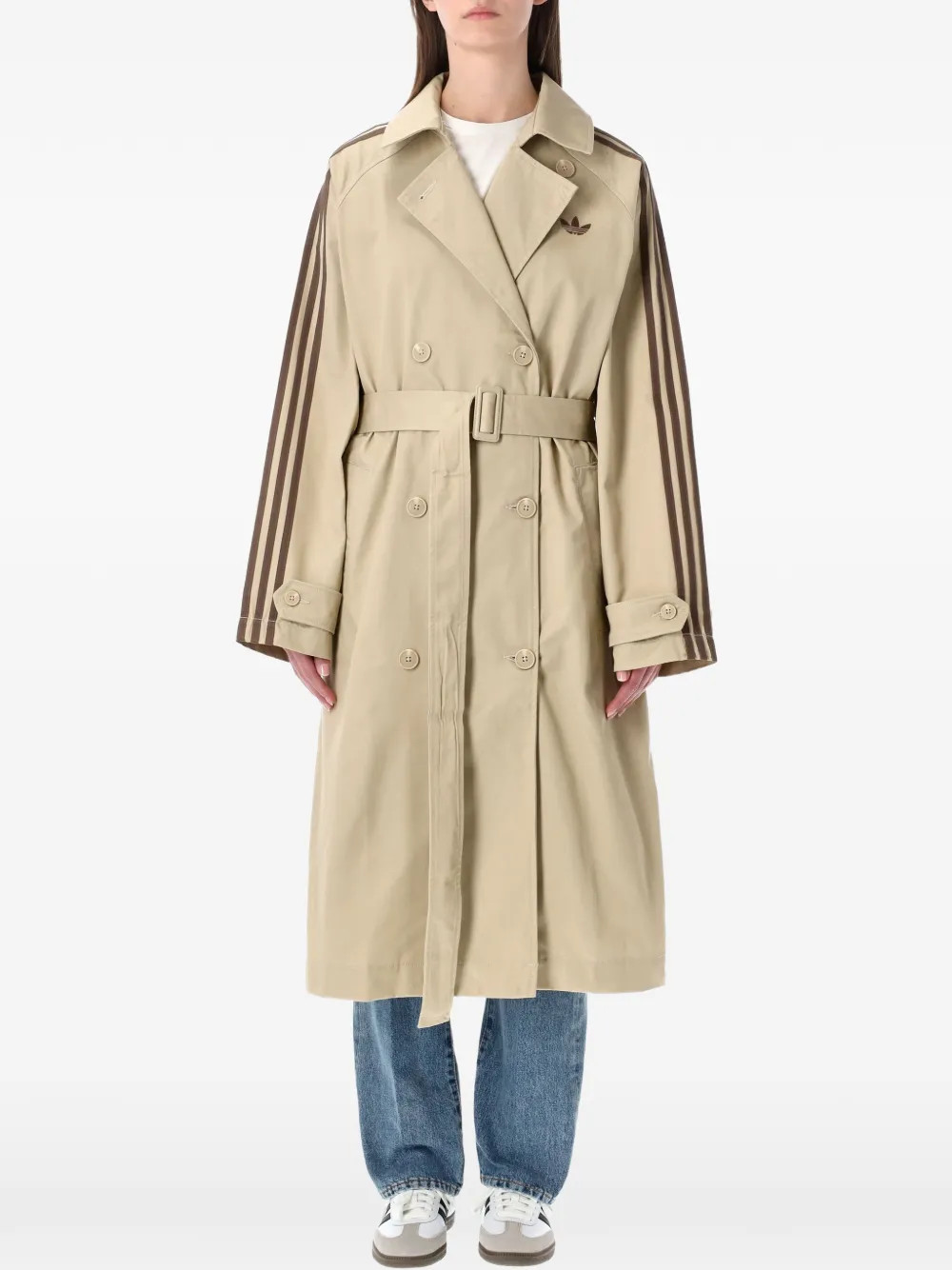 stripe belted coat | Farfetch Global