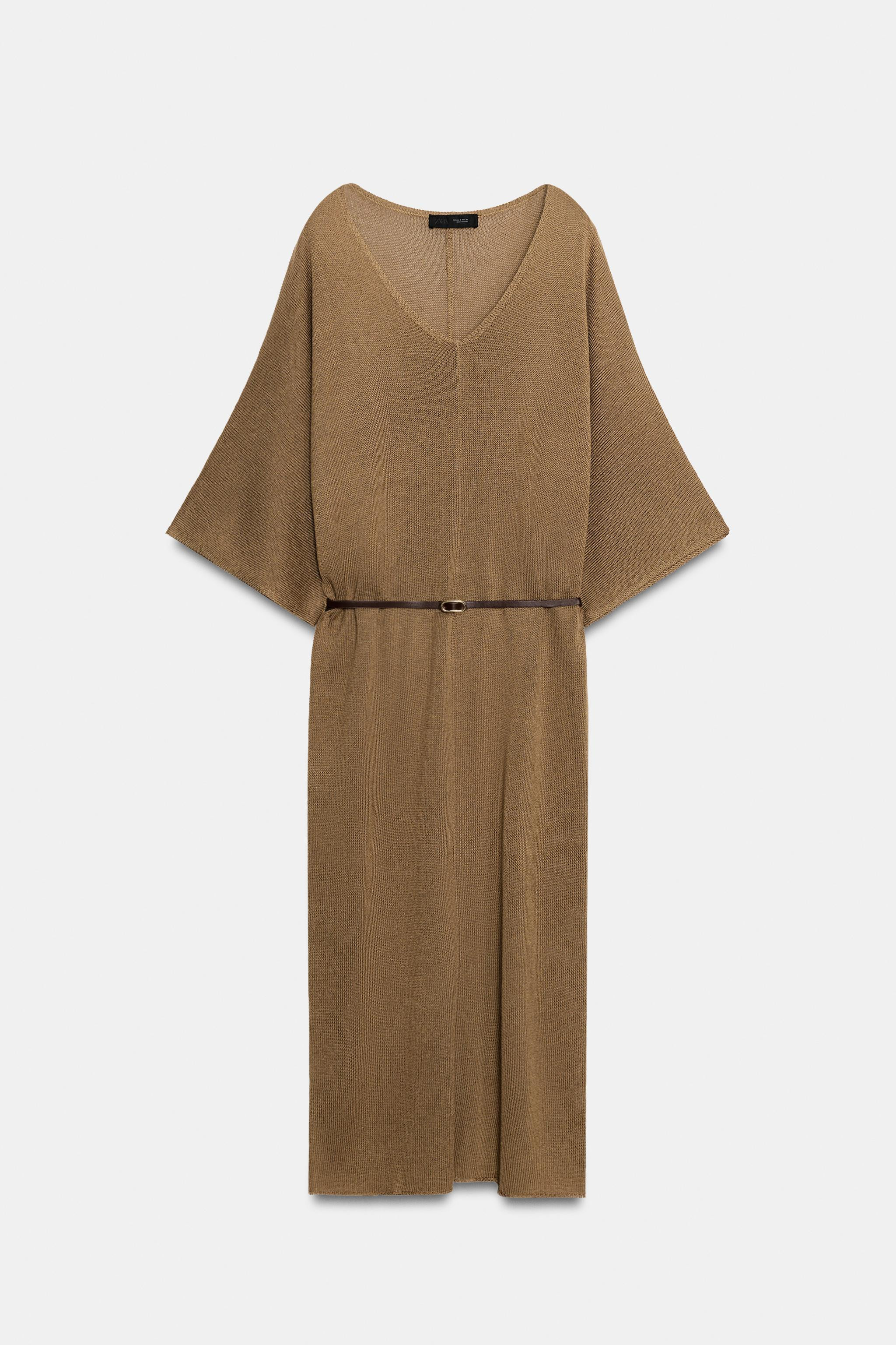 KNIT MIDI DRESS WITH BELT | Zara UK