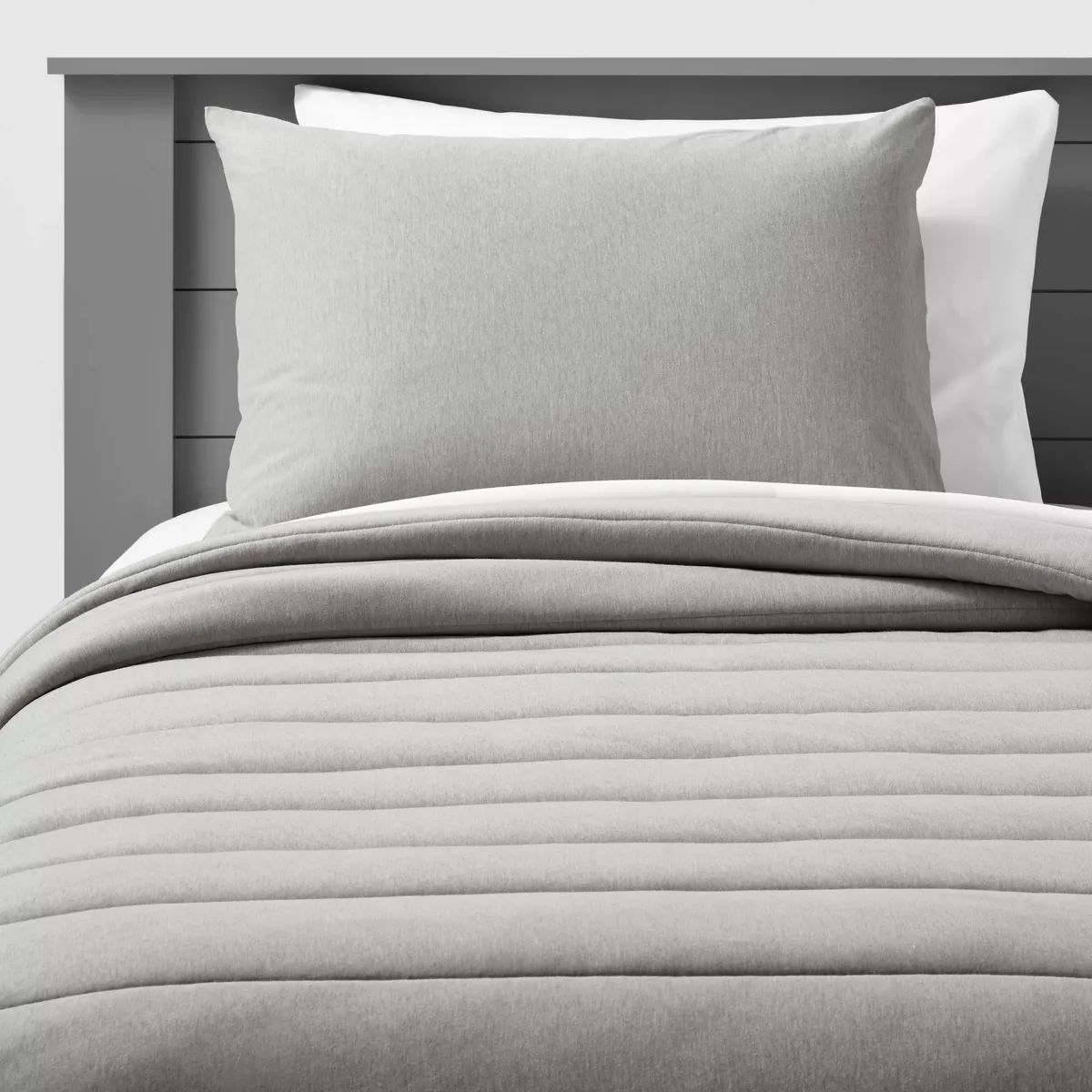 Full/Queen Channel Jersey Kids' Comforter Set Gray - Pillowfort™ | Target