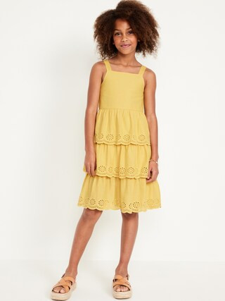 Sleeveless Tiered Eyelet Dress for Girls | Old Navy (US)