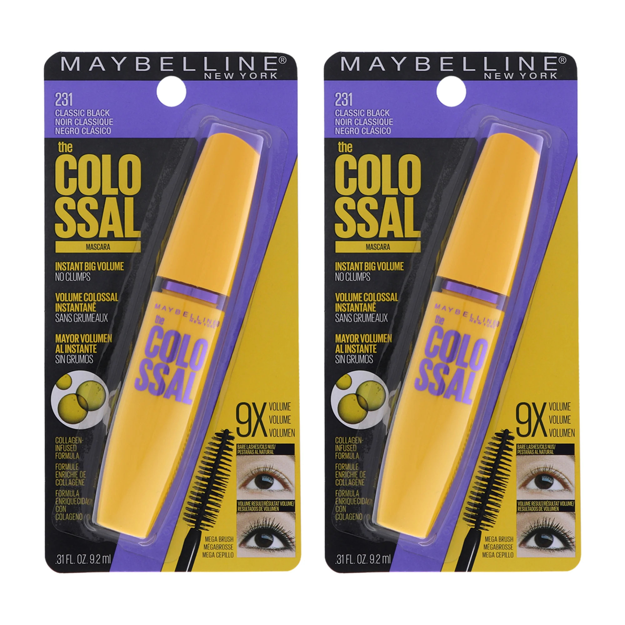 The Colossal Volum Express Mascara - 231 Classic Black by Maybelline for Women - 0.31 oz Mascara - Pack of 2 | Shop Simon