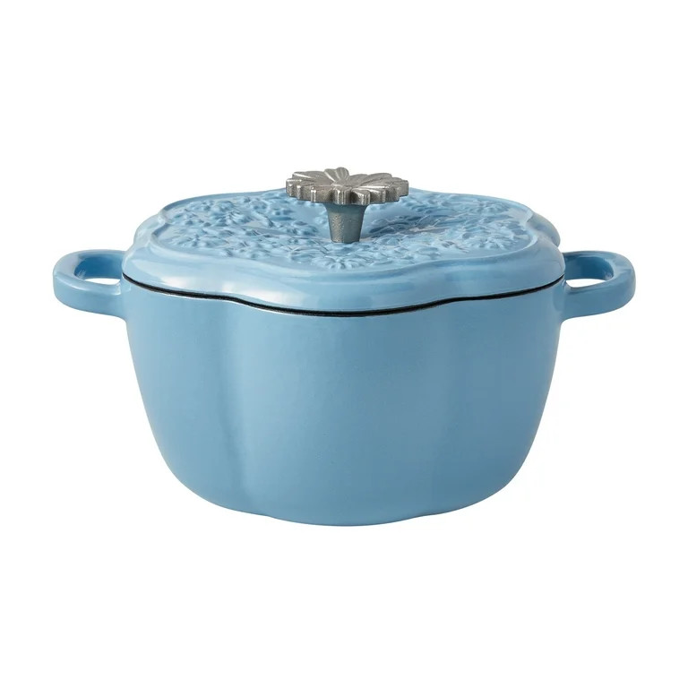 The Pioneer Woman Floral Enamel on Cast Iron 2-Quart Dutch Oven with Lid, Periwinkle | Walmart (US)