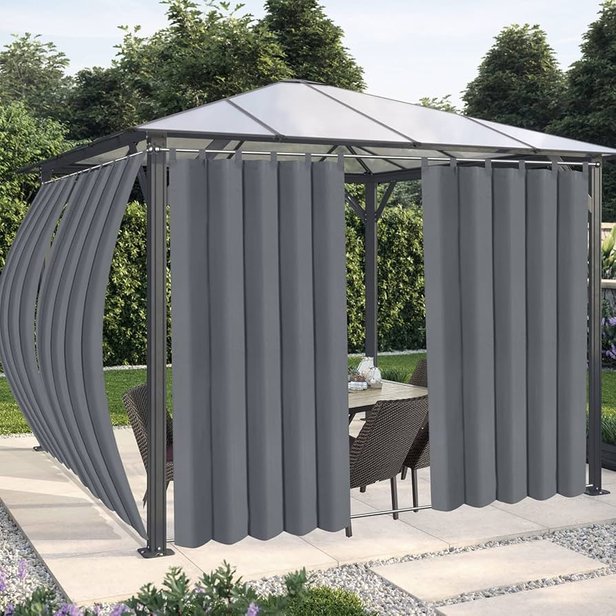 OutdoorLines Waterproof Outdoor Curtains for Patio - Windproof Tab Top Gazebo Curtain Panels - Pr... | Amazon (US)