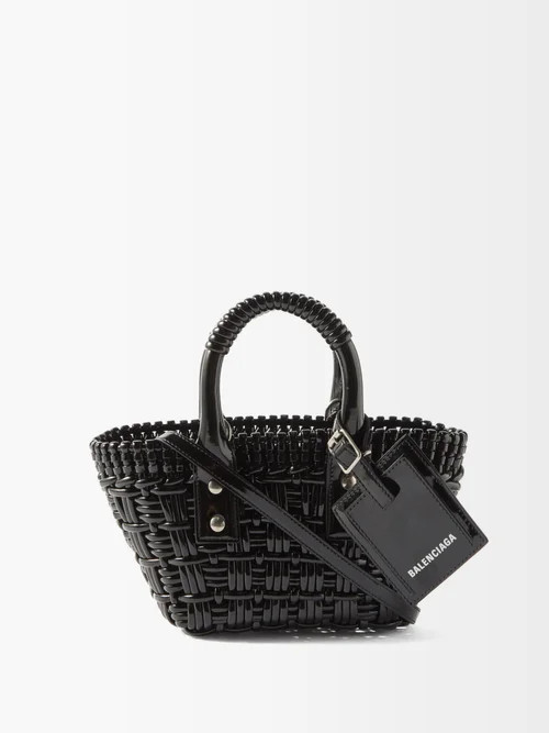 Balenciaga - Bistro Xxs Woven Faux-leather Basket Bag - Womens - Black | Matches (US)