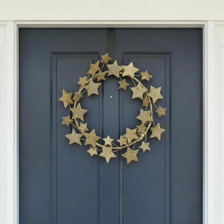 Glitter Star Wreath, Gold, 11.25", by My Texas House | Walmart (US)