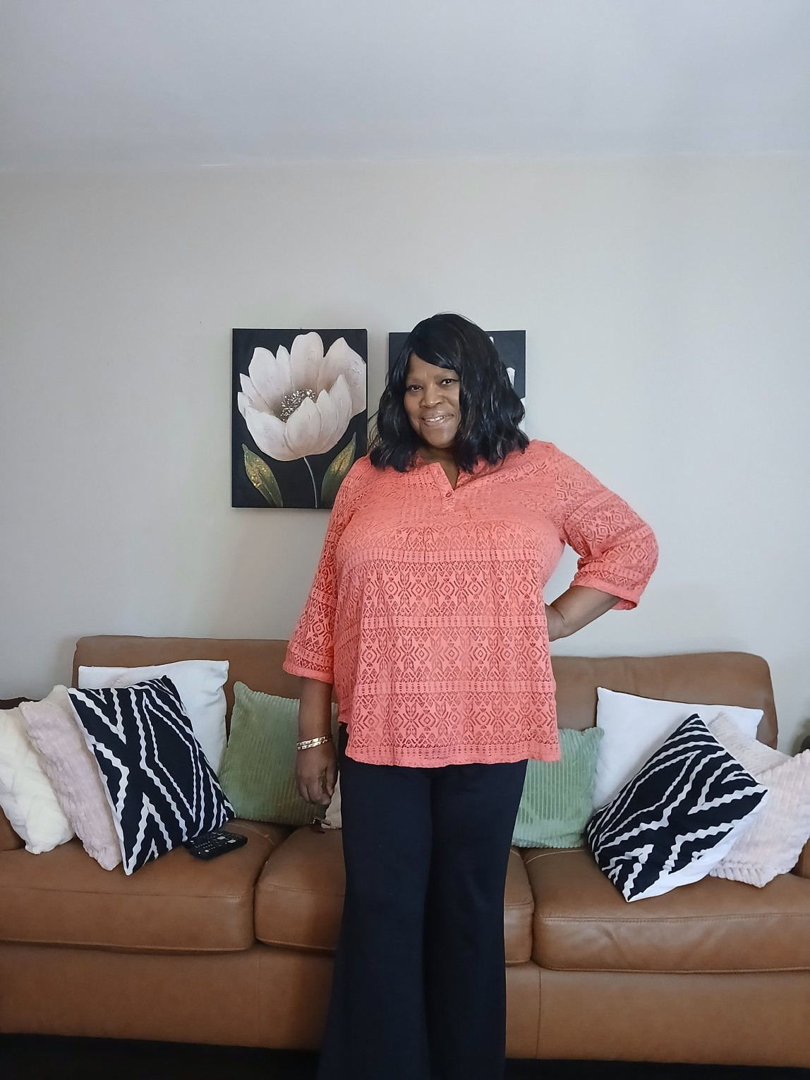 Plus size pretty peach top with black pants #ad

#LTKootd #LTKOver40 #LTKPlusSize