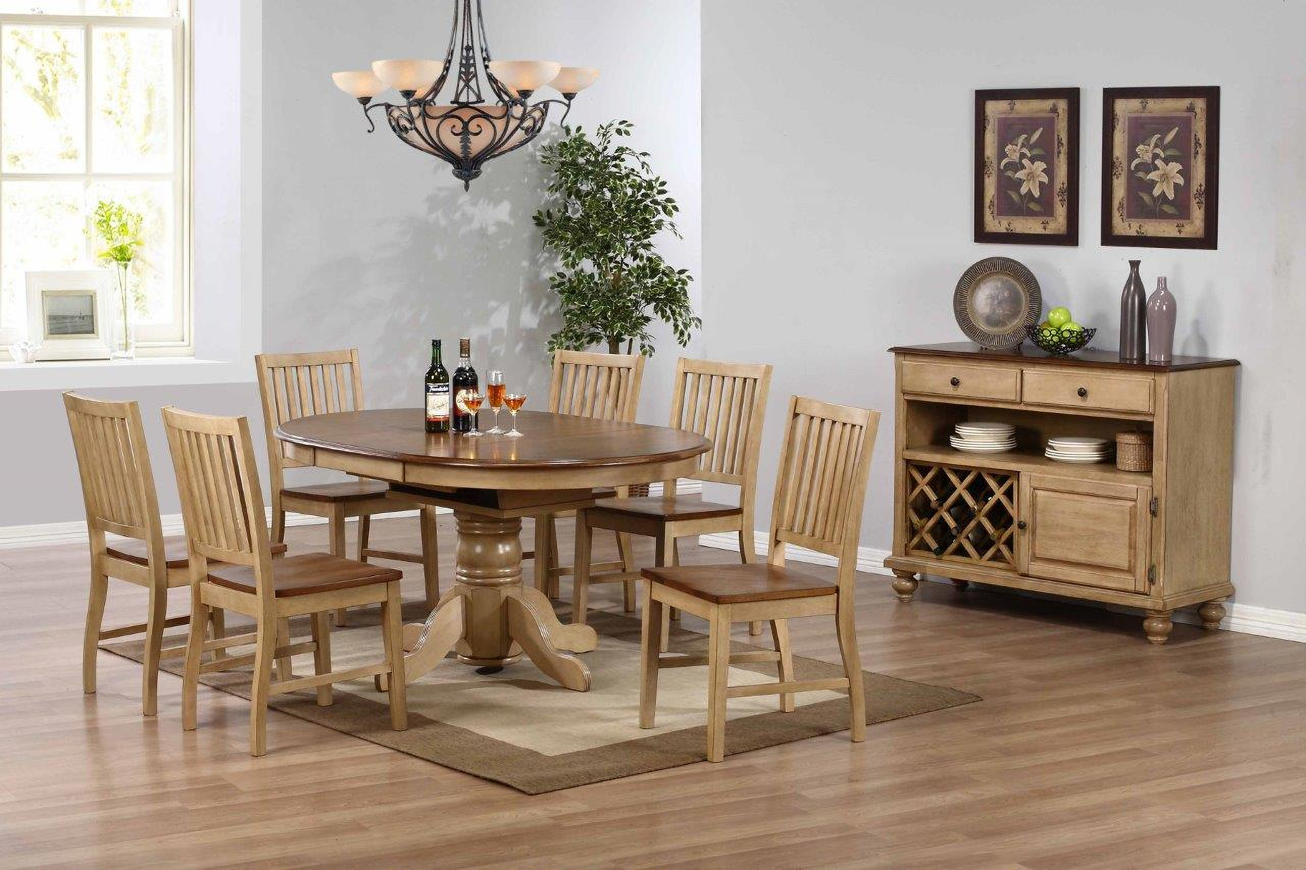 Brook Server 8 Piece Round or Oval Butterfly Leaf Dining Set | 1stopbedrooms