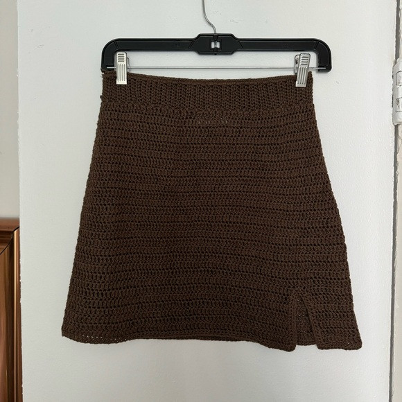 Peppermayo Chocolate Brown Crochet Mini Skirt | Poshmark