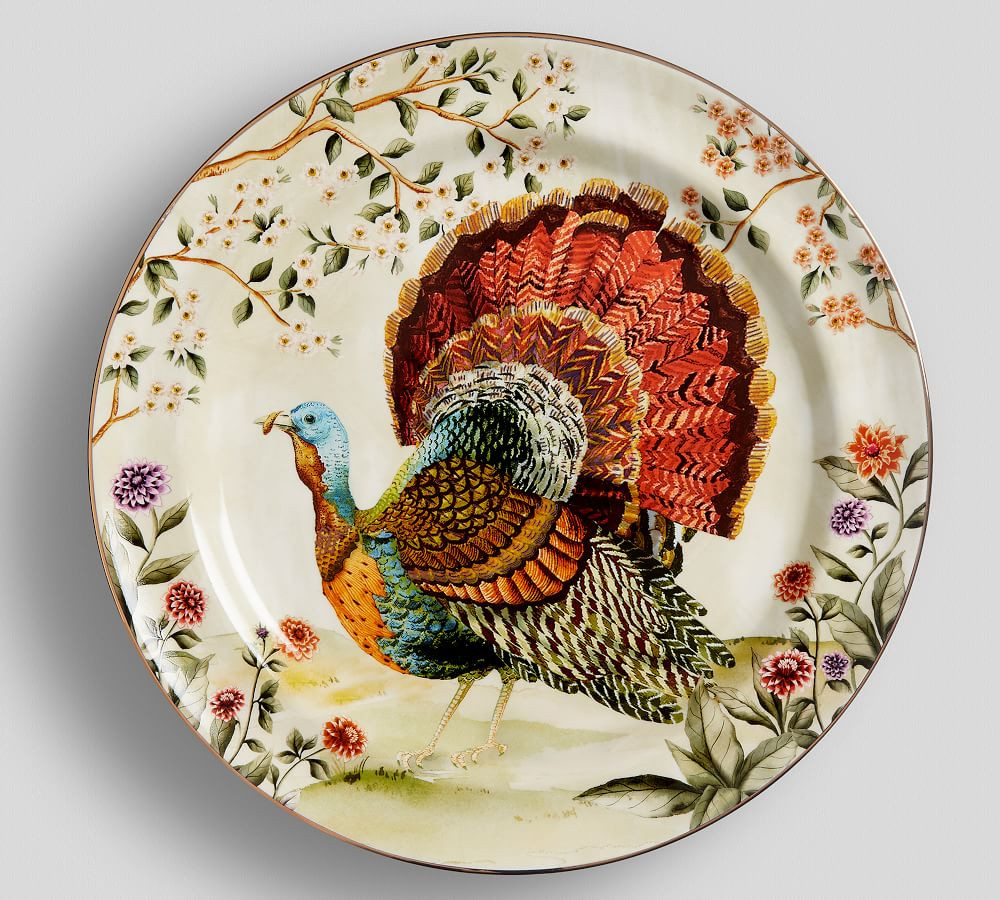 Botanical Harvest Turkey Stoneware Dinner Plates - Set of 4 | Pottery Barn (US)
