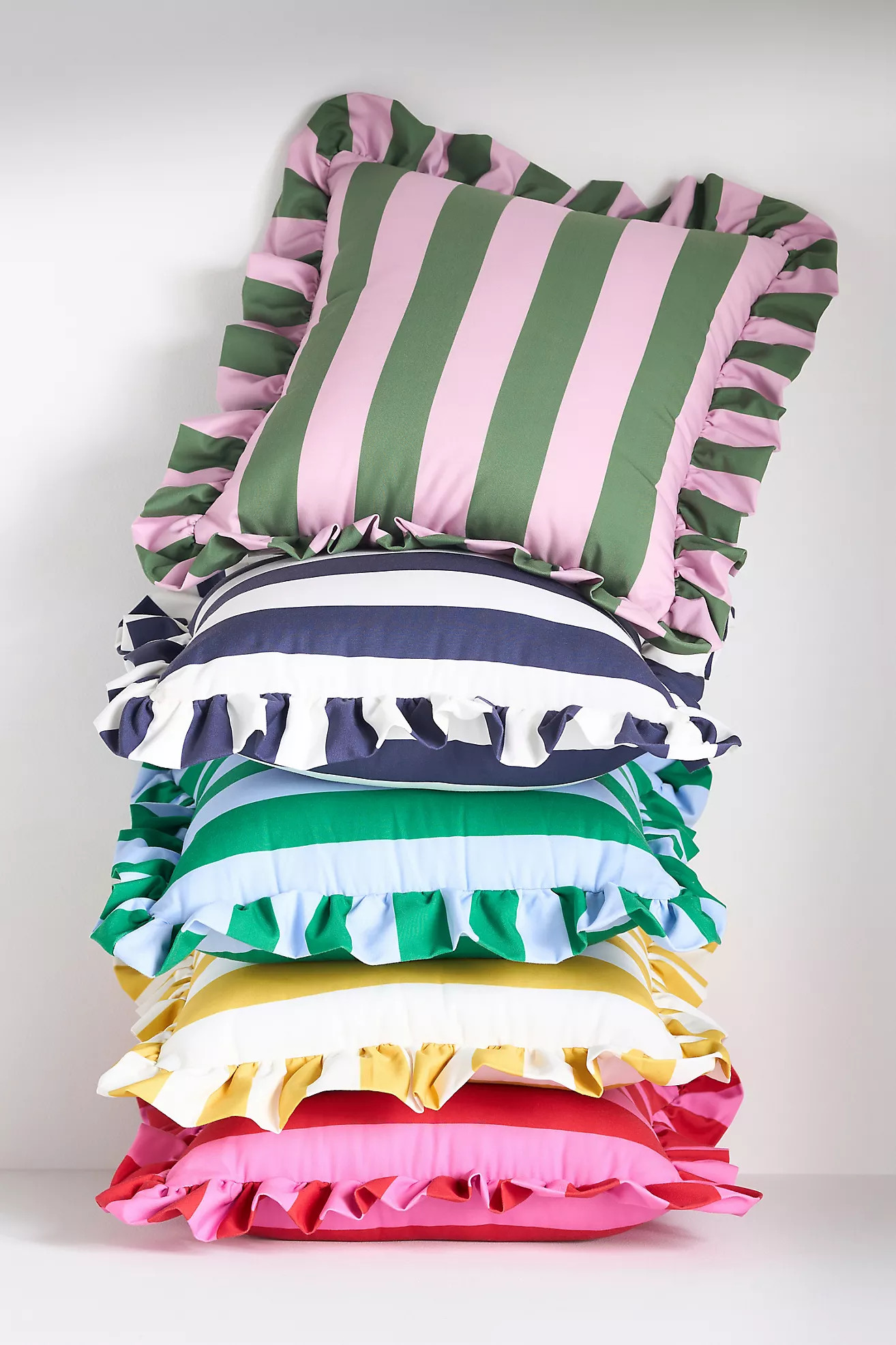 Maeve by Anthropologie Striped Ruffle Indoor/Outdoor Pillow | Anthropologie (US)