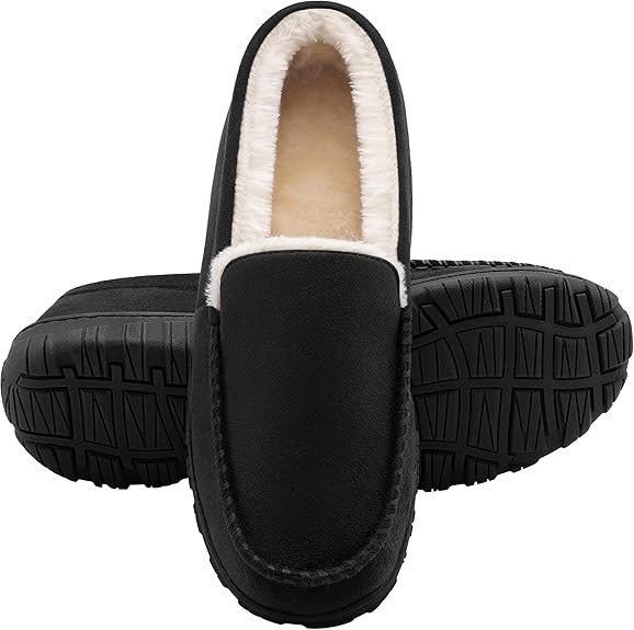 shoeslocker Men's Slippers Indoor Outdoor Warm Soft Plush Memory Foam House Slippers for Men Comf... | Amazon (US)