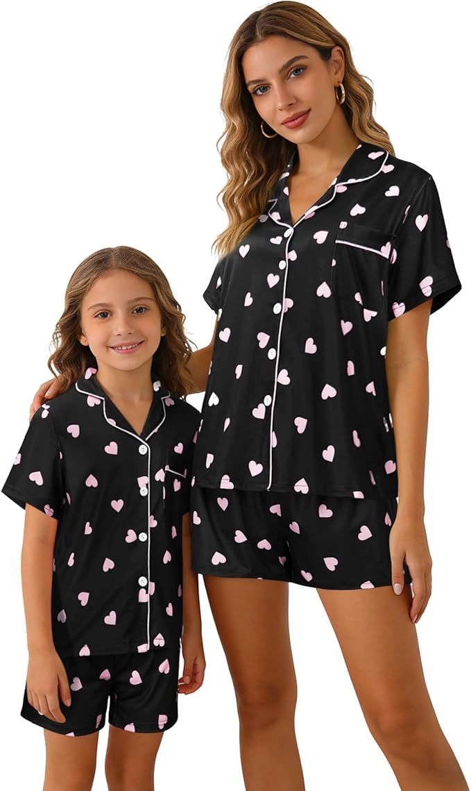 MyFav Mommy and Me Pajamas Set Mother Daughter Matching Family Sleepwear Button Down Nightwear | Amazon (US)