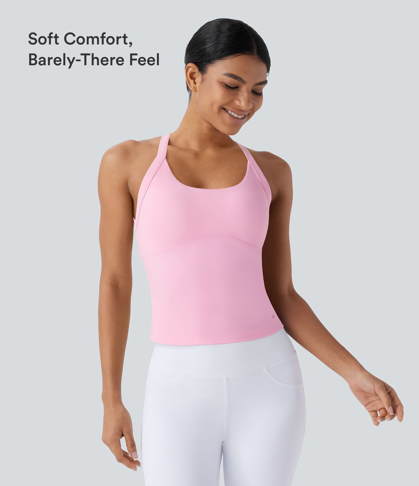 SoftlyZero\u2122 Plush Cut Out Yoga Tank Top A-D Cups | HALARA