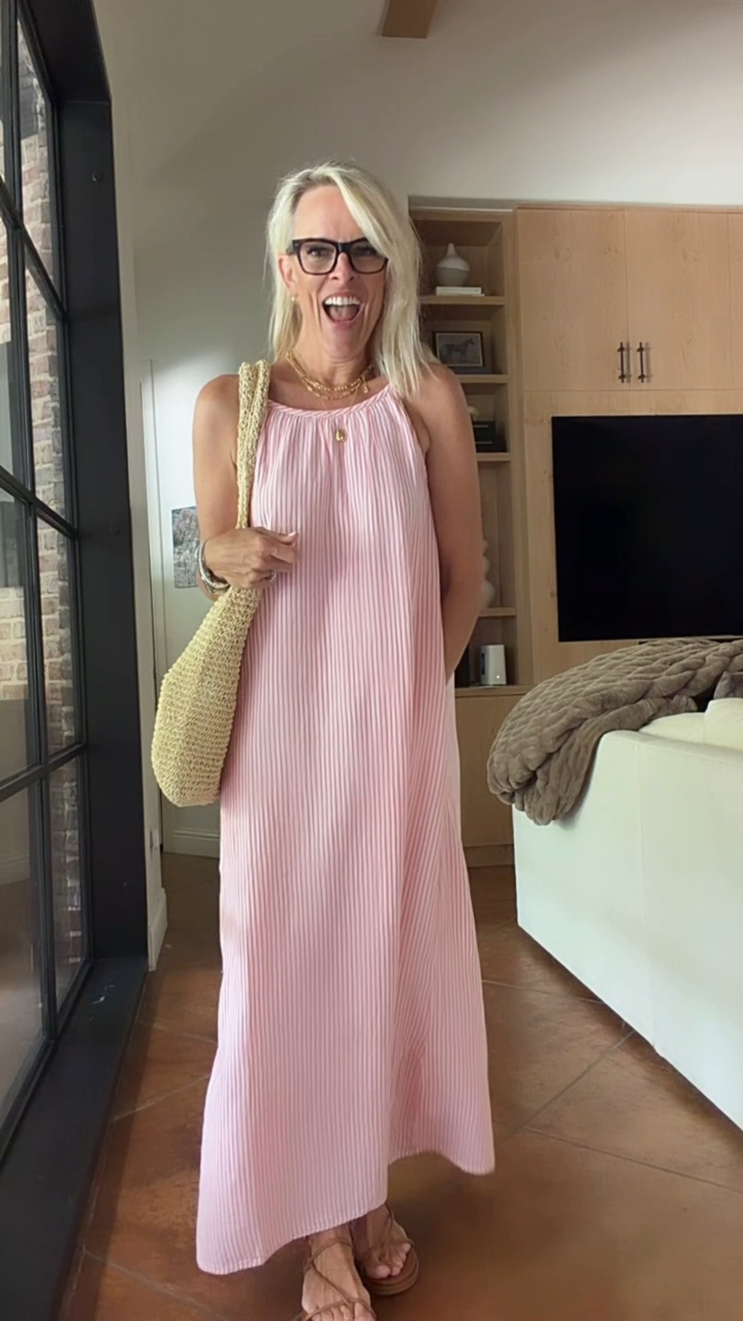 100% linen dress.
Fully lined.
Has pockets.
Straps are adjustable.
The pattern is so darn cute!! 

Wearing small
This will absolutely sell out again quickly sharing with you guys as soon as I got it ￼￼

#LTKootd #LTKTravel #LTKOver40