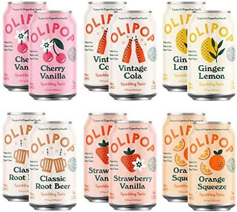 OLIPOP - The Sampler, 6-Flavor Soda Variety Pack, Healthy Soda, Prebiotic Soft Drinks, Supports D... | Amazon (US)