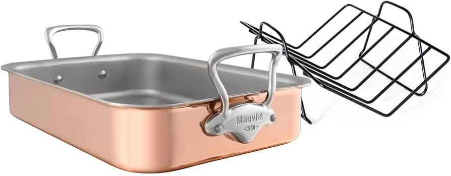 Mauviel M'Heritage 150 S 1.5mm Polished Copper & Stainless Steel Roasting Pan With Rack, And Cast... | Amazon (US)