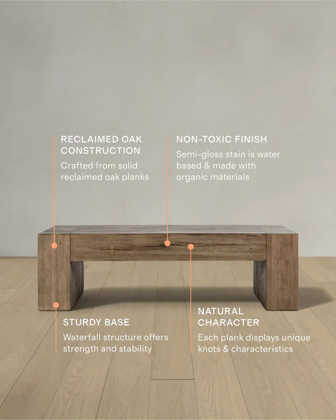 Reclaimed Oak Waterfall Coffee Table | Quince