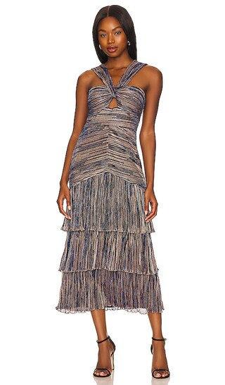 Hedi Midi Dress in Indigo & Gold | Revolve Clothing (Global)