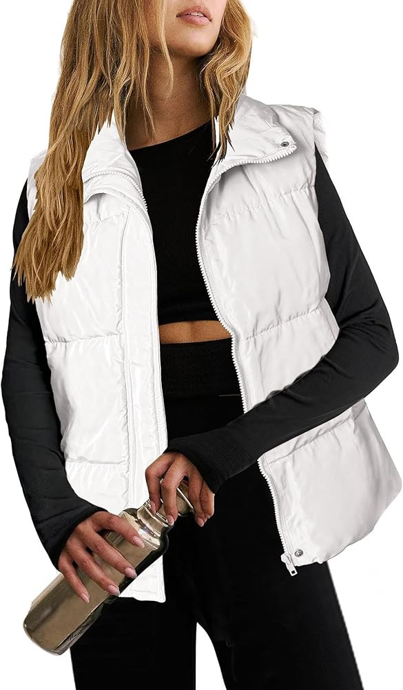 Zeagoo Women Puffer Vest Lightweight Stand Collar Sleeveless Winter Warm Zip Up Padded Outerwear ... | Amazon (US)