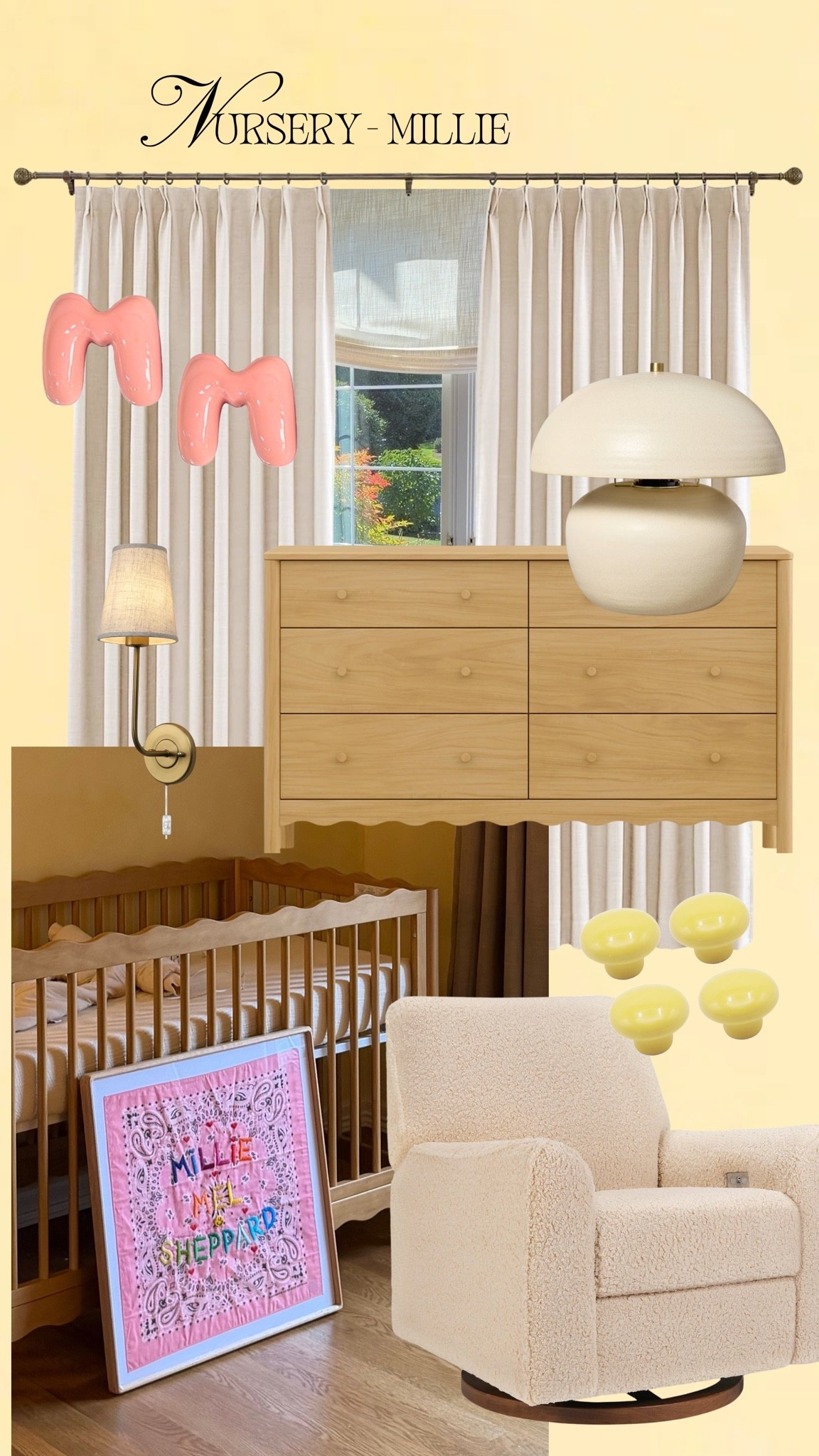 Baby girl nursery! Linked as many details as I could. Curtains and Roman shades are custom from TwoPages!

#babygirl #nursery #yellowroom #homedecor #homedesign #yellow

#LTKBaby #LTKHome