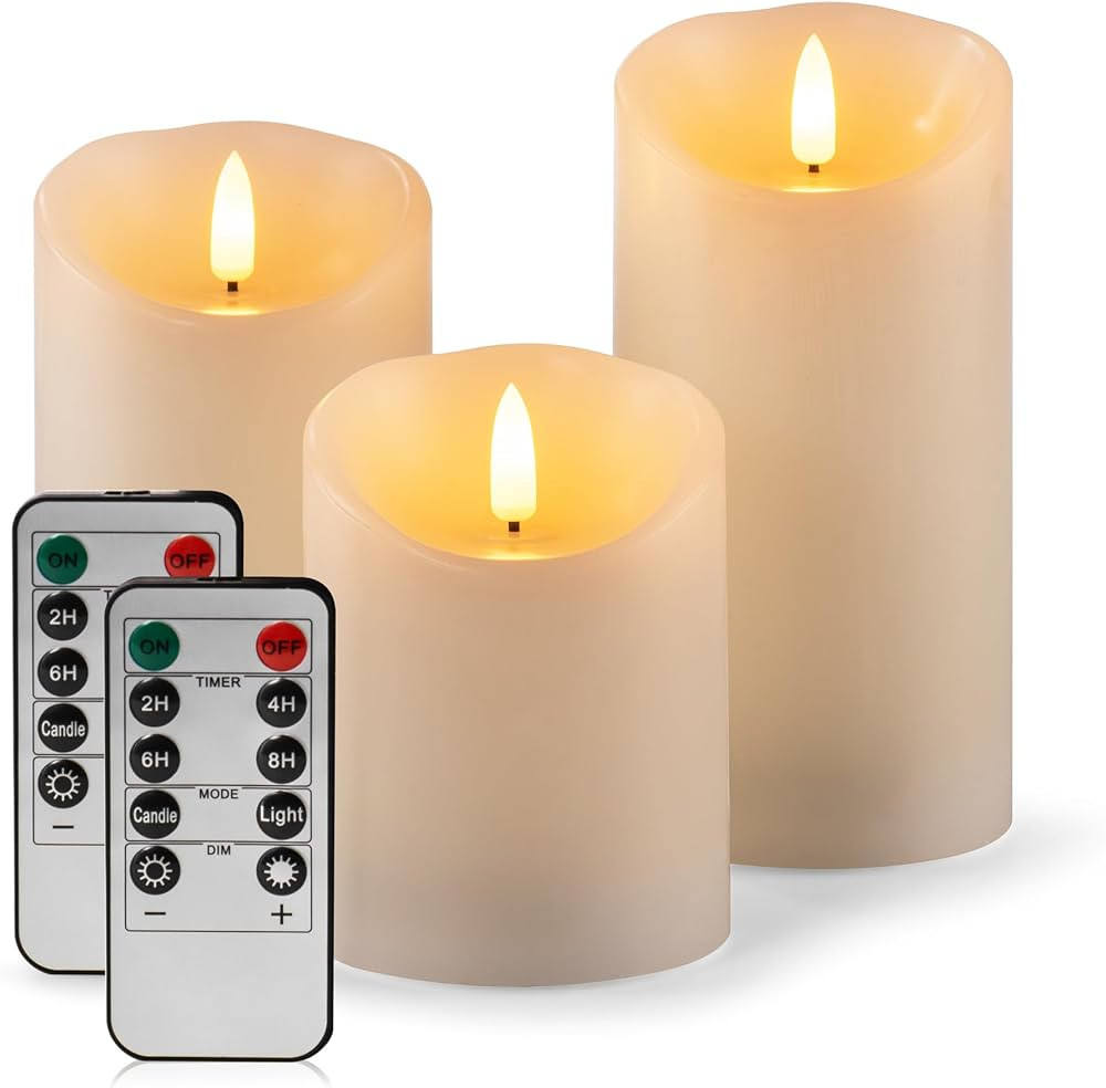 AKU TONPA Flameless Candles Battery Operated Pillar Real Wax Electric LED Flashing Candle Sets wi... | Amazon (US)