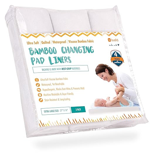 Changing Pad Liners [3 Pack] - Waterproof, Ultra-Soft, Made of Cozy Bamboo Fabric - 4 Thick Layer... | Amazon (US)