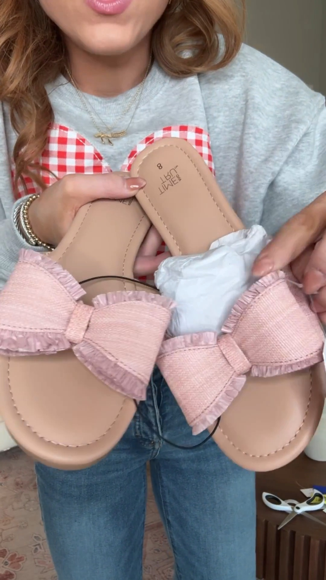 Two new pairs of Walmart sandals 😍🎀 these bows y’all ☺️ I’m obsessed! Raffia with a straw fringe. They run TTS. These pink sandals come in four colors. 

LTK under 50. Bows. Walmart fashion. 