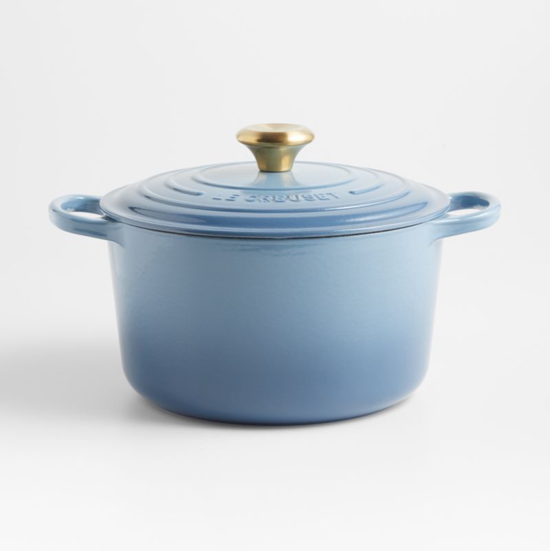 Le Creuset Round 5.25-Qt. Chambray Blue Enameled Cast Iron Deep Dutch Oven with Lid + Reviews | C... | Crate & Barrel