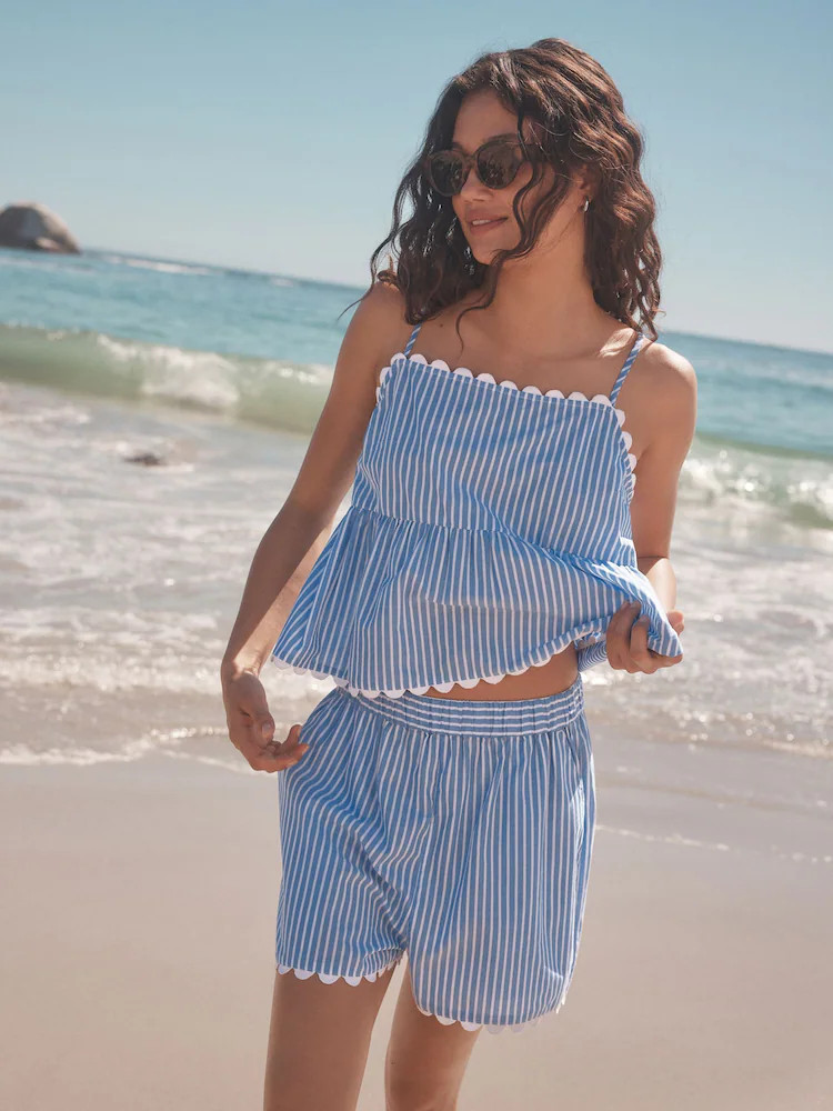 Kopen  Blauw/witte streep - Shorts met een elastische tailleband van Next Nederland | Next EU
