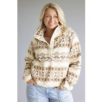 Thread & Supply Piper Snap Pullover for Women in Cream Aztec | Glik's