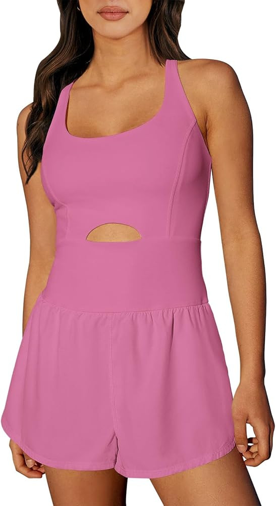 ANRABESS Womens Running Onesie Workout Rompers Summer One Piece Outfits Exercise Jumpsuits Gym Yo... | Amazon (US)