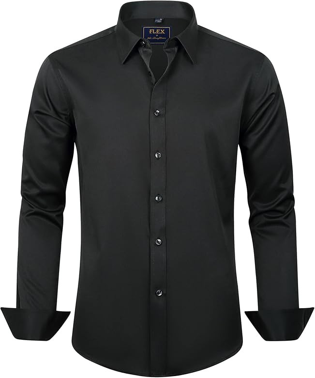 J.VER Men's Dress Shirts Solid Long Sleeve Stretch Wrinkle-Free Formal Shirt Business Casual Butt... | Amazon (US)