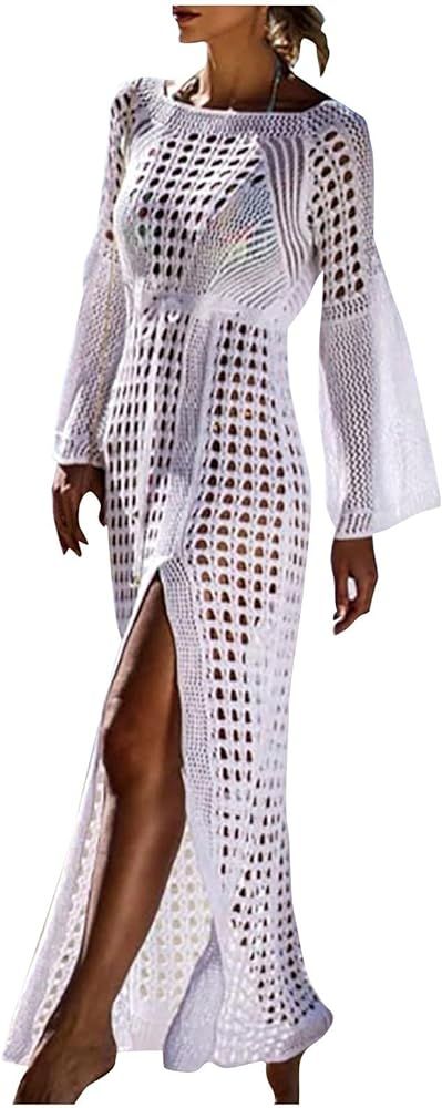 Women's Knit Sweater Dress Fashion Casual Round Neck Solid Color Long Sleeve Summer Dress for Fal... | Amazon (US)