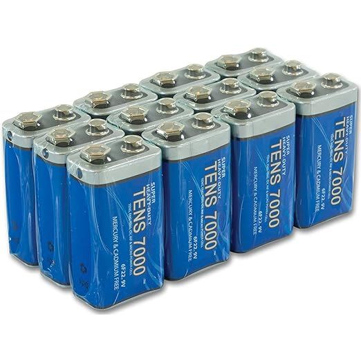 TENS 7000 - TA9050-I Official 12 Pack of Long Lasting 9-Volt Heavy Duty Batteries - 9 Volt Batter... | Amazon (US)