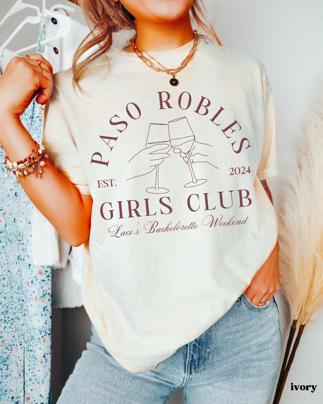 Custom Winery Bachelorette Party Shirts, Paso Robles Trip Custom Location Bachelorette Party Tees... | Etsy (US)